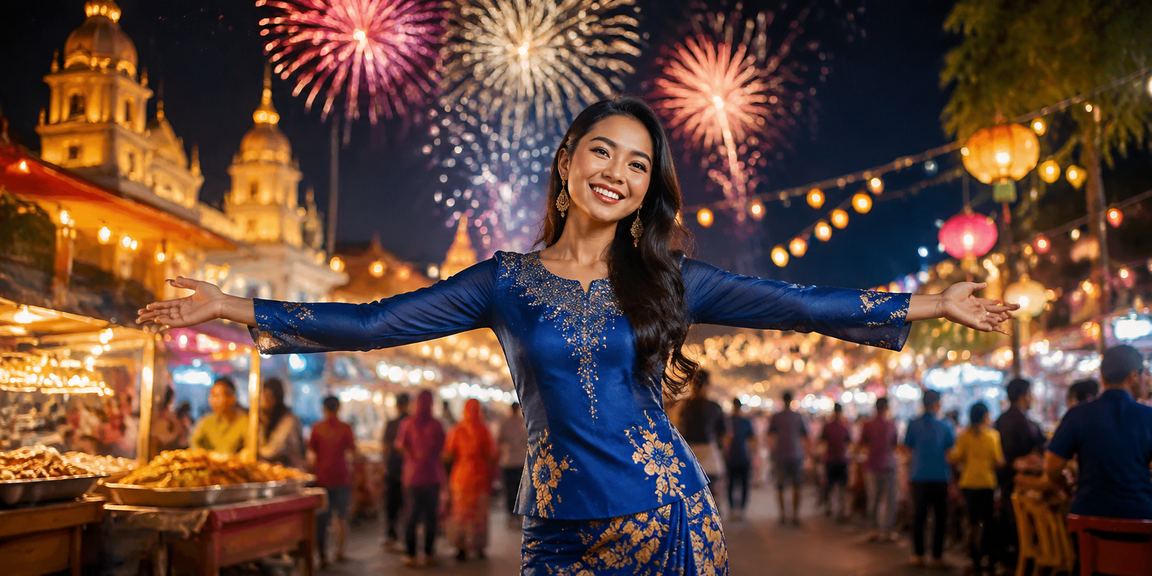 Wanita Malaysia mengenakan baju kurung dari Kota Bharu menggunakan platform pertaruhan kl33 di telefon pintar